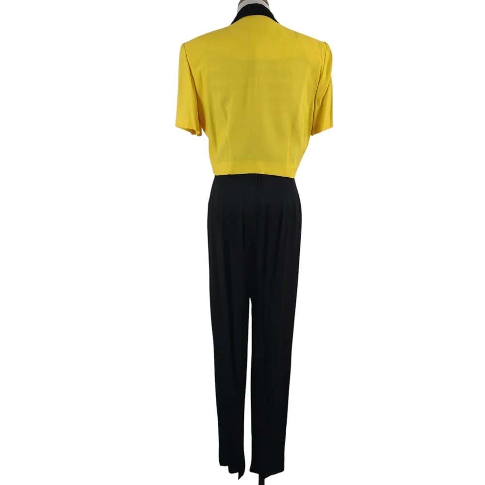 Vintage 80s 90s John Roberts Women's Yellow Black Striped Jumpsuit Size 8 Bold - Picture 4 of 13